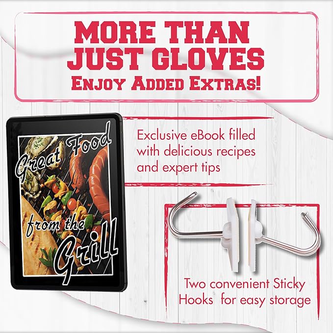 KITCHEN PERFECTION XL Silicone Smoker Oven Gloves for Women -Extreme Heat Resistant BBQ Gloves -Handle Hot Food Right on Your Grill Fryer&Pit|Waterproof Grilling Cooking Mitts|Superior Set+3 Bonuses