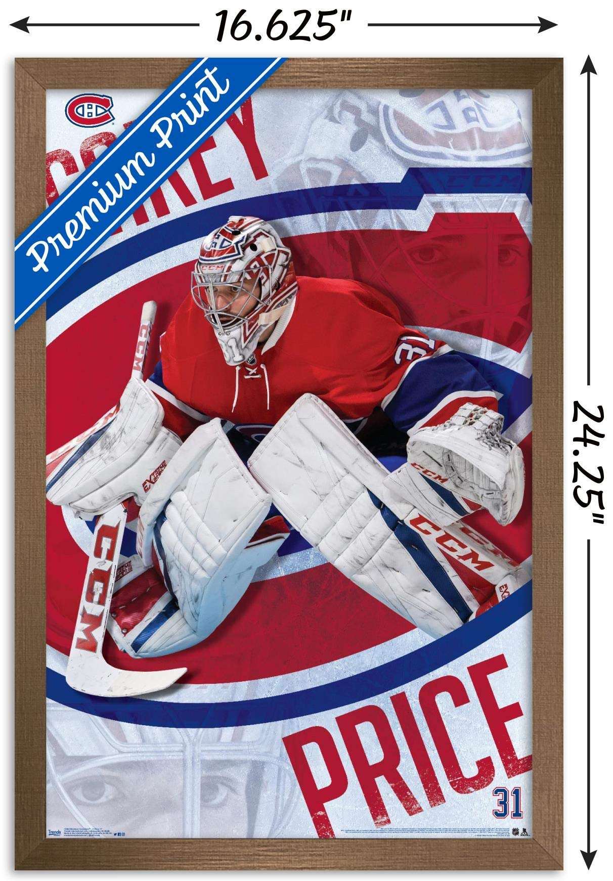 Trends International NHL Montreal Canadiens - Carey Price 17 Wall Poster, 14.725" x 22.375", Bronze Framed Version