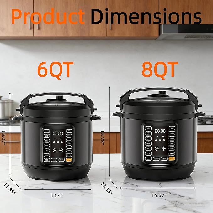 HealSmart 6QT Electric Pressure Cooker, 16-in-1 & Non-Stick Stainless Steel Multi Cooker with 12 Presets for Slow Cook, Meat Stew, Steam, Sauté, Canning, Yogurt Maker, Dishwasher Safe, Black