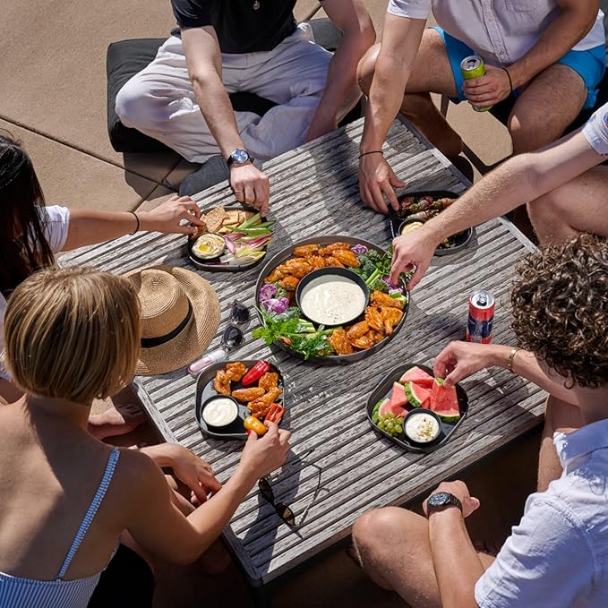 Madesmart Dipware Reusable Dining Plate/Serving Tray for Appetizers and Snacks, Food-Safe Appetizer Serving Platter with Removable Dip Bowl, Lime