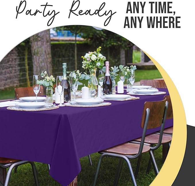 Exquisite 66% Thicker Premium Plastic Table Cloth Rectangle Table Cover 0.5 Mil 12 Pack Purple Table Cloth 54 Inch x 108 Inch Disposable Tablecloth Won't Tear Easily Like Cheap Thin Brands