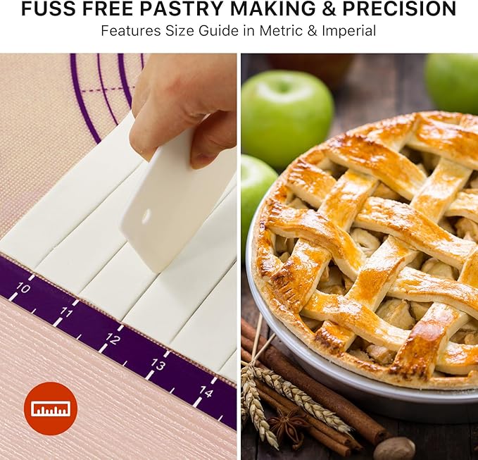 Baking Mat, 28" x 20" Silicone Food Grade Extra Large Non Stick Baking Sheet Mat with Measurement Non-slip Dough Rollin Counter Mat for Making Cookies, Macarons, Bread and Pastry