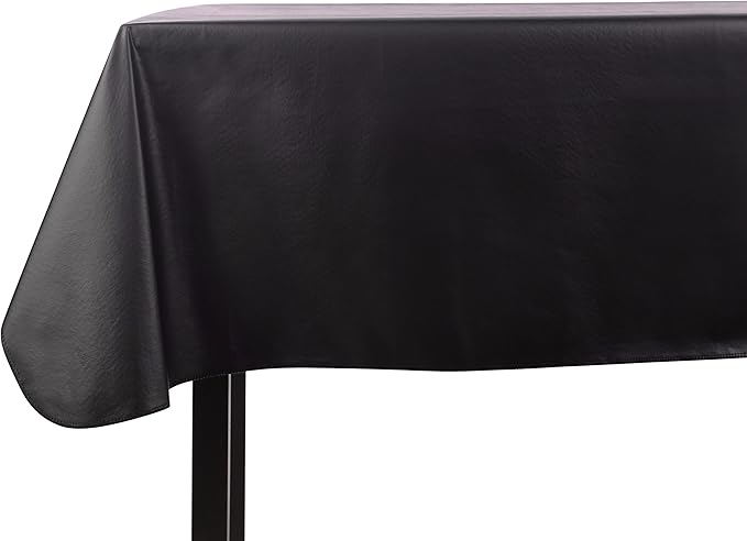 Yourtablecloth Heavy Duty Vinyl Rectangle or Square Tablecloth – 6 Gauge Heavy Duty Tablecloth – Flannel Backed – Wipeable Tablecloth with Vivid Colors & Many Sizes 52 x 108 Black