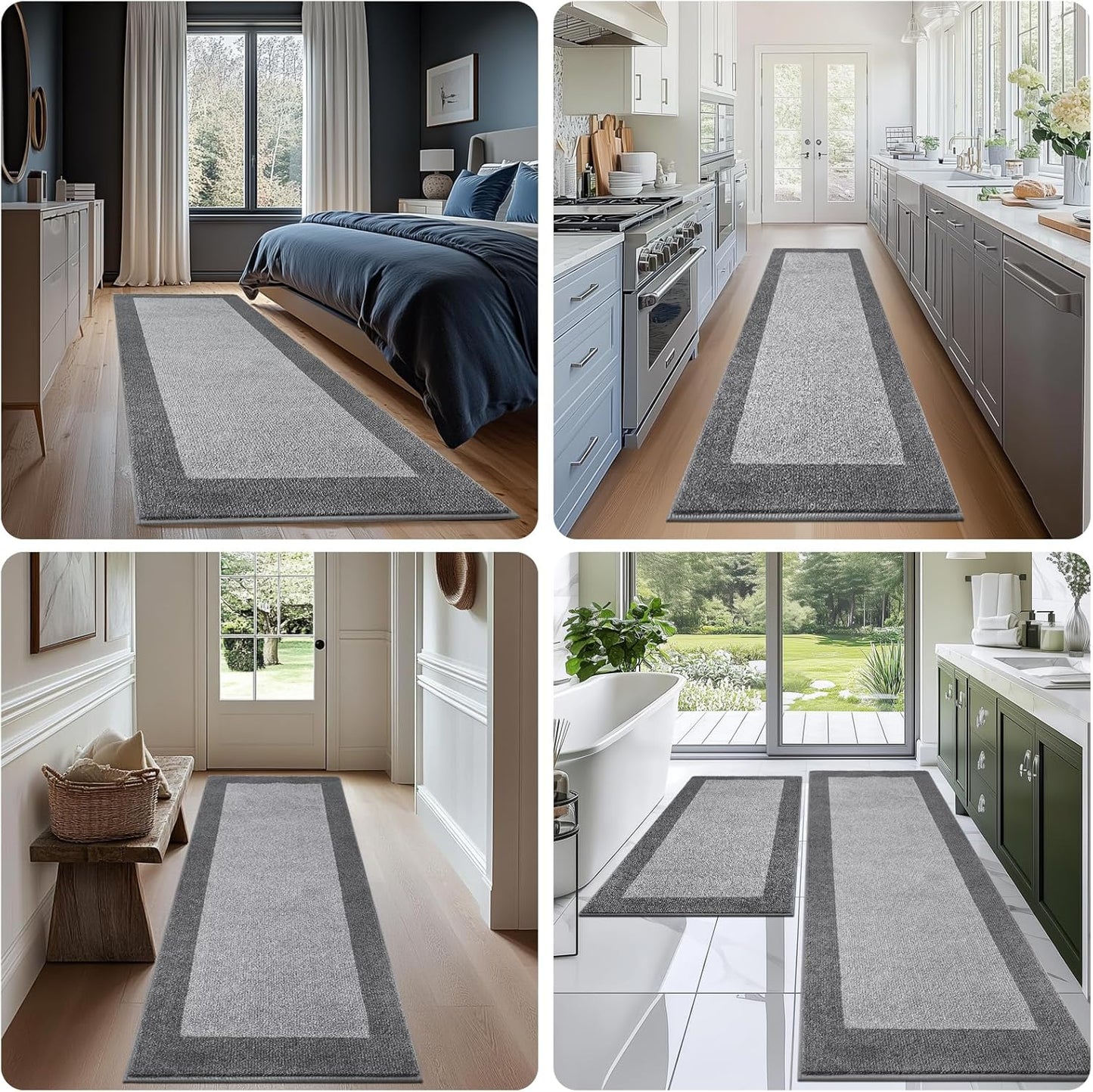 Machine Washable Kitchen Rug 32" x 48", Non Slip Indoor Door Rug, Absorbent Entrance Runner Rug for Bedroom, Hallway, Bathroom, Floor