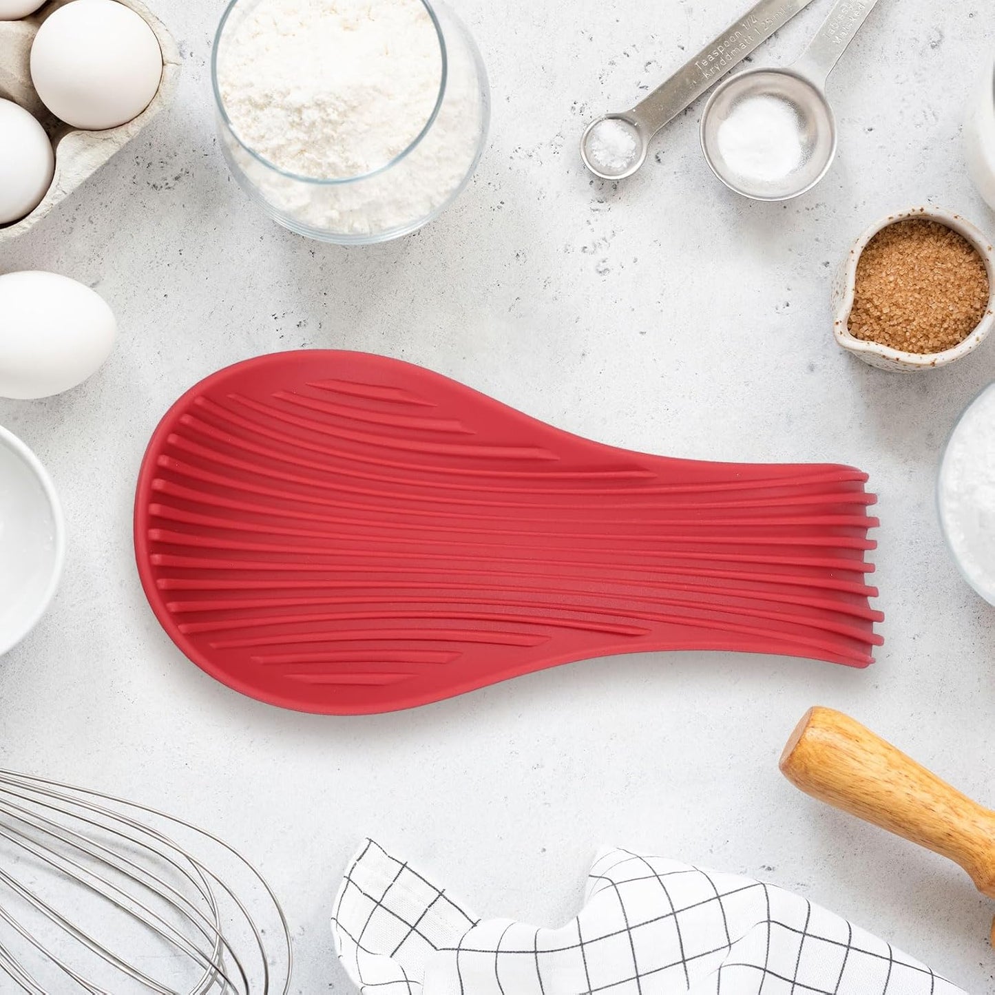 uxcell 1 Set Silicone Spoon Rest for Stove Top, Silicone Spoon Holder for Cooking Spatula, Ladle, Brush Black/Grey