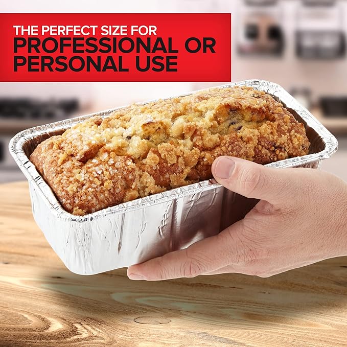 Aluminum Pans Bread Loaf Pans (30 Pack) 8x4 Aluminum Loaf Pan - 2 Lb Bread Tins, Standard Size, Compatible with Roadpro 12 Volt Portable Stove - Perfect for Baking Cakes, Bread, Meatloaf, Lasagna