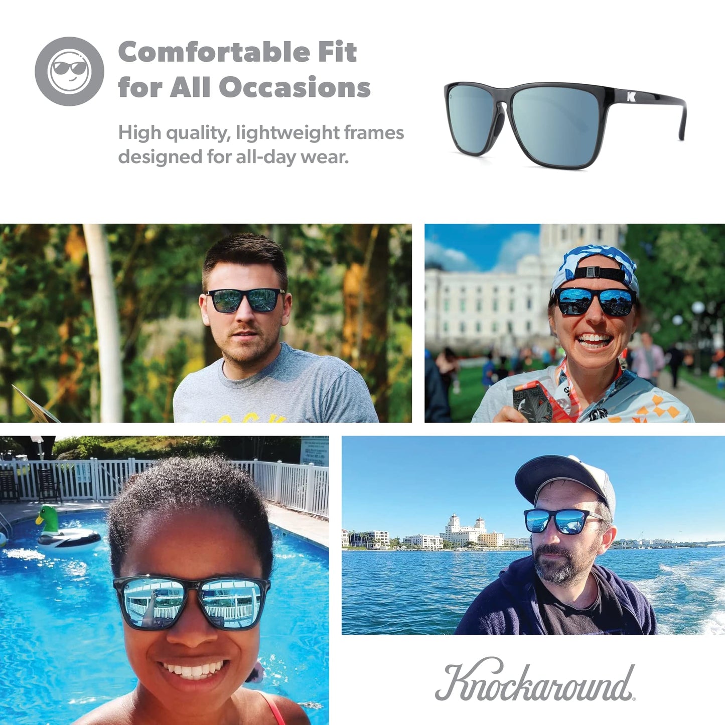 Knockaround Fast Lanes Sport - Polarized Sunglasses For Running & Fitness (Jelly Black Frame/Sky Blue Lenses)