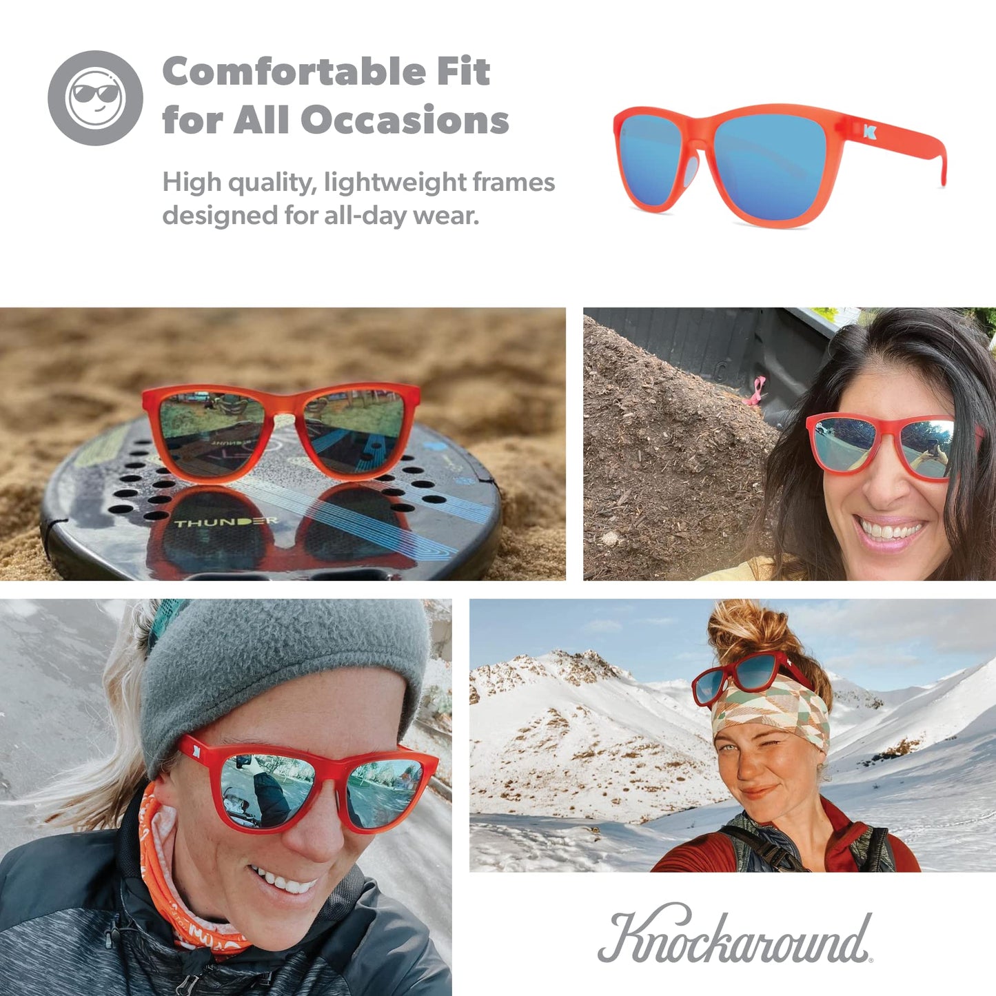 Knockaround Premiums Sport - Polarized Running Sunglasses for Women & Men - Impact Resistant Lenses & Full UV400 Protection, Fruit Punch Red/Aqua