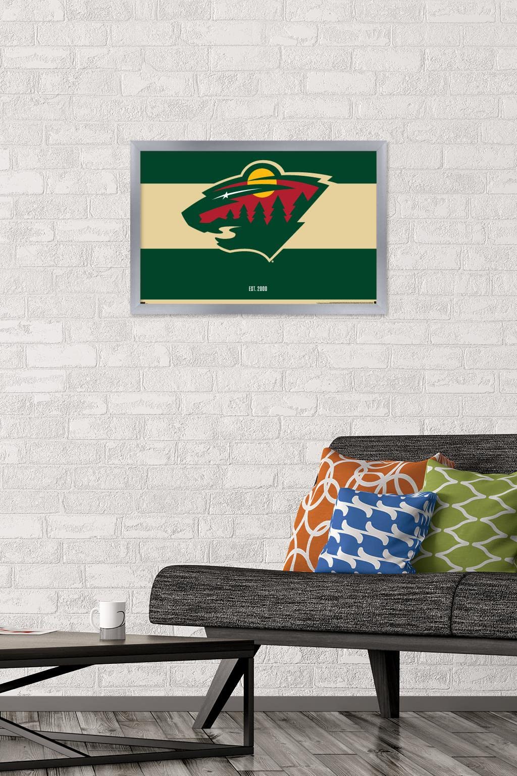 Trends International NHL Minnesota Wild - Logo 21 Wall Poster, 14.725" x 22.375", Silver Framed Version