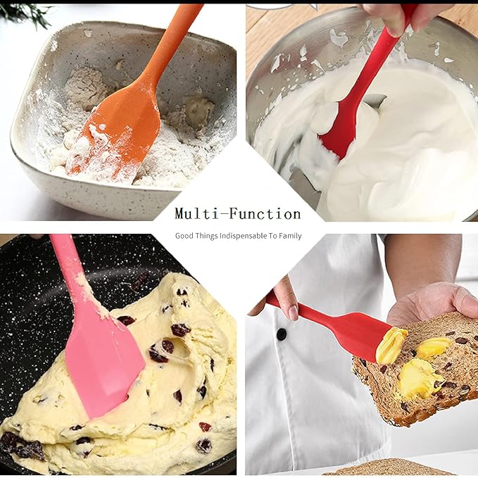 8 Pieces Silicone Spatulas,8.5 inch Non-stick Spatulas with Stainless Steel Core,Heat Resistant-500℉, One Piece Design,Food Grade Silicone, Dishwasher Safe, for Mixing,Cooking,Baking (8.5 inch)