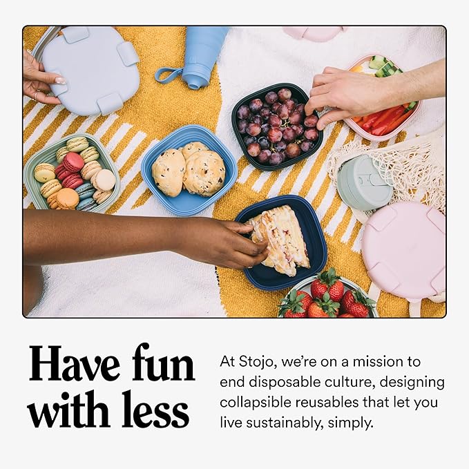STOJO Collapsible Bowl 5 Set - Cashmere, 36oz - Reusable Silicone Bowl for Hot and Cold Food - Perfect for Travel, Meal Prep, To-Go Lunch, Camping & Hiking - Microwave & Dishwasher Safe