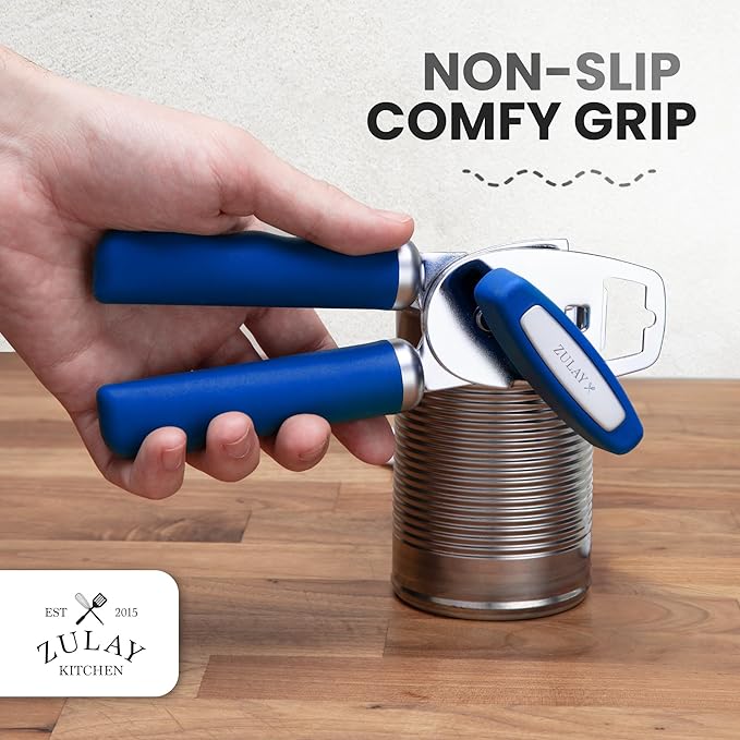 Zulay Kitchen Manual Can Opener with Bottle Opener with Turn Knob