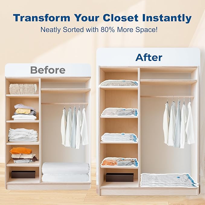 HOUSE DAY 10 Jumbo Vacuum Storage Bags with Pump,Space Saving Vacuum Seal Bags For Clothing Travel, Vacuum Storage Bags For Clothes, Comforters, Blankets, Pillows, Bedding, Moving, Travel, Hand Pump