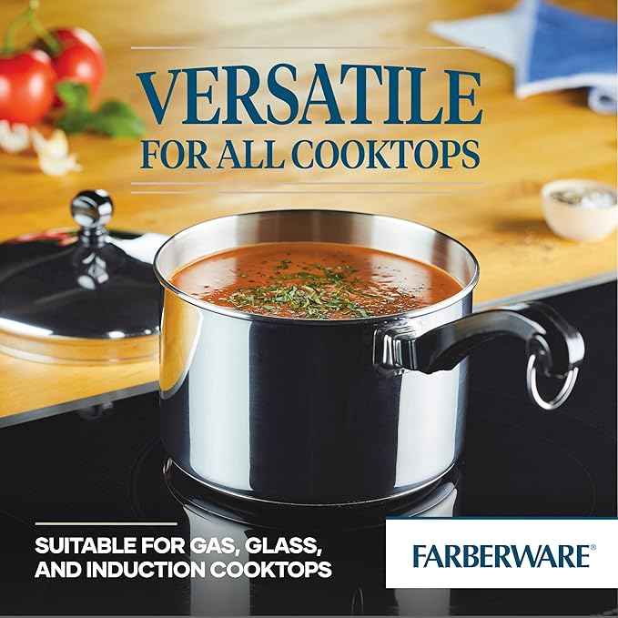 Farberware Classic Stainless Steel Sauce Pan/Saucepan with Lid, 3 Quart, Silver