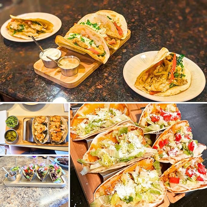 HolaTasty Taco Holder Kit - 2 Pack (Value Pack), 3-in-1 Taco Set of 2-6 slots for Tacos, Fancy Taco Presentation Rack Plate for Taco Tuesday Bar Party, for Taco Lover Vegetarian Cinco de Mayo Events