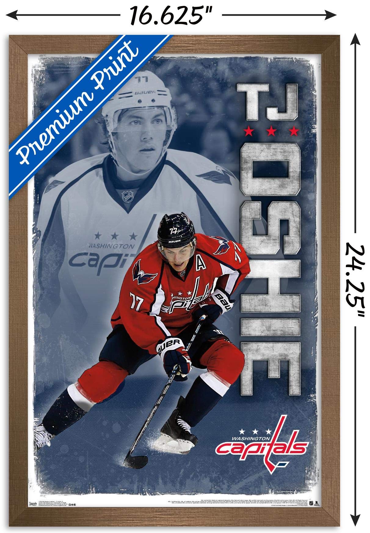 Trends International NHL Washington Capitals-T. J. Oshie 15 Wall Poster, 14.725" x 22.375", Bronze Framed Version