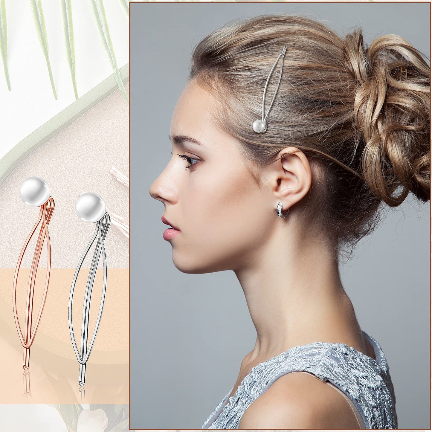 10 Pieces Geometric Metal Hair Clips and Barrettes for Women - Minimalist Hair Styling Accessories, Dainty Wedding Headwear (Silver, Rose Gold)