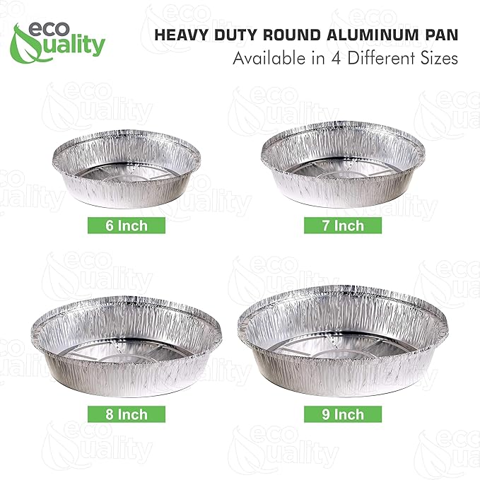EcoQuality (250 Pack - 9 Inch Disposable Round Aluminum Foil Take-Out Pans - Disposable Tin Containers, Perfect for Baking, Cooking, Catering, Parties, Restaurants (No Lids)