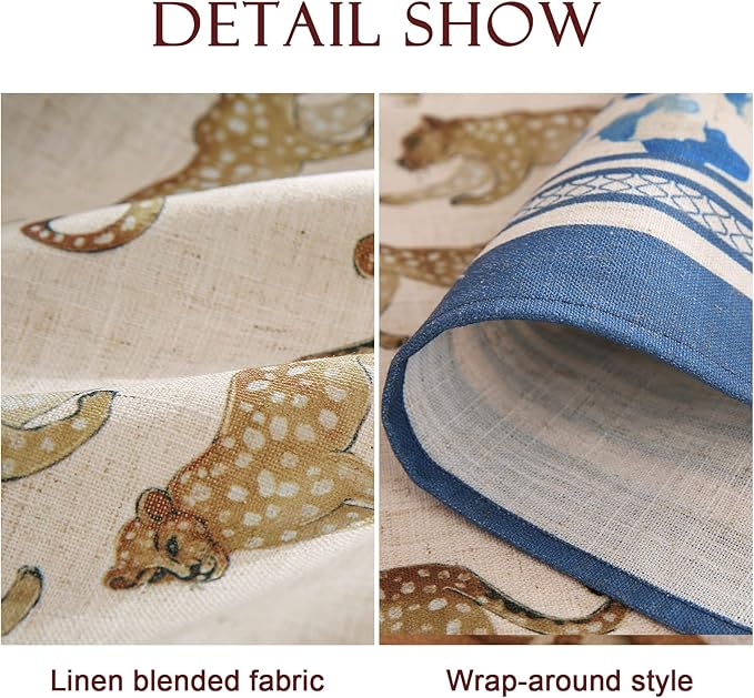 patdrea Designer Vintage Linen Long Table Cloth for Rectangle Table,Leopard Animal Pattern Soft Breathable Tablecloth,Decor Cover for Kitchen Dining,Christmas,Parties,Thanksgiving,63"x102"-from