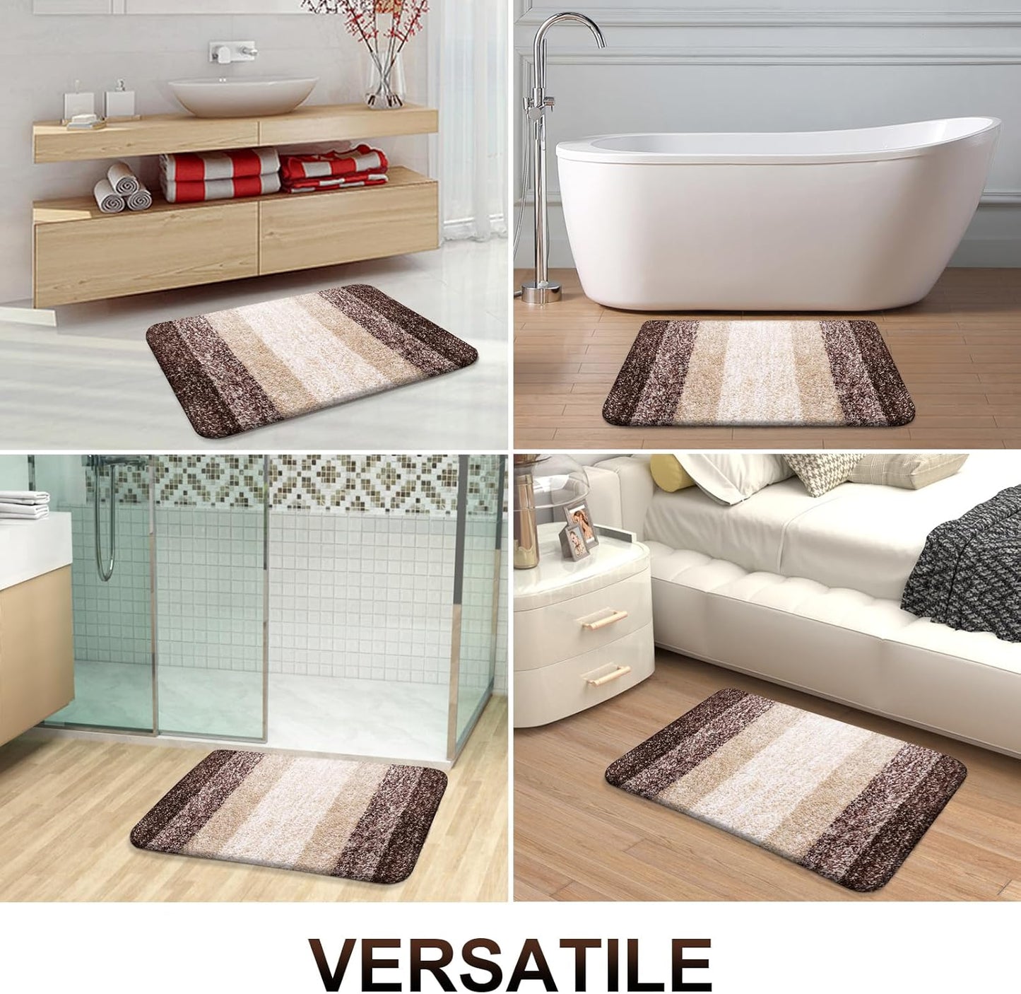 OLANLY Bathroom Runner Rugs 59x24, Extra Soft Absorbent Microfiber Bath Rugs, Rubber Backing, Quick Dry, Machine Washable Bath Mats for Bathroom Floor, Tub and Shower, Home Decor Accessories, Brown