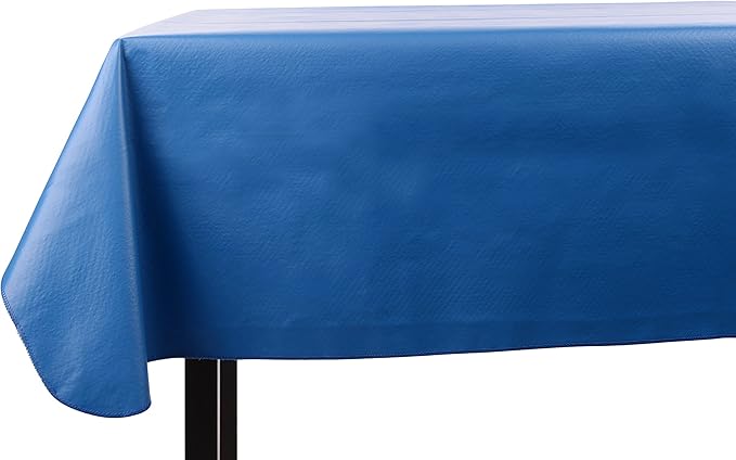 Yourtablecloth Heavy Duty Vinyl Rectangle or Square Tablecloth – 6 Gauge Heavy Duty Tablecloth – Flannel Backed – Wipeable Tablecloth with Vivid Colors & Many Sizes 52 x 90 Royal Blue