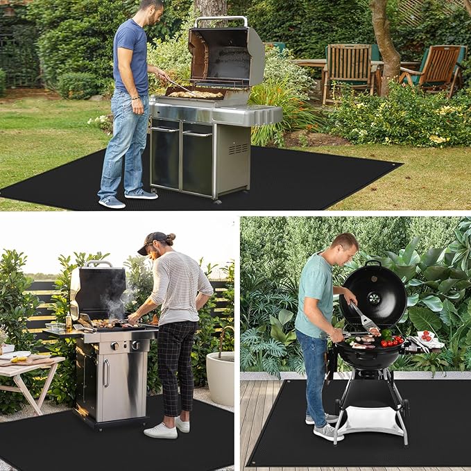 TOHONFOO 70 x 48 in Grill Mats for Outdoor Grill, Fireproof Griddle Mats Compatible with Blackstone to Protect The Deck, Griddle Accessories Compatible with Blackstone - 0.6mm