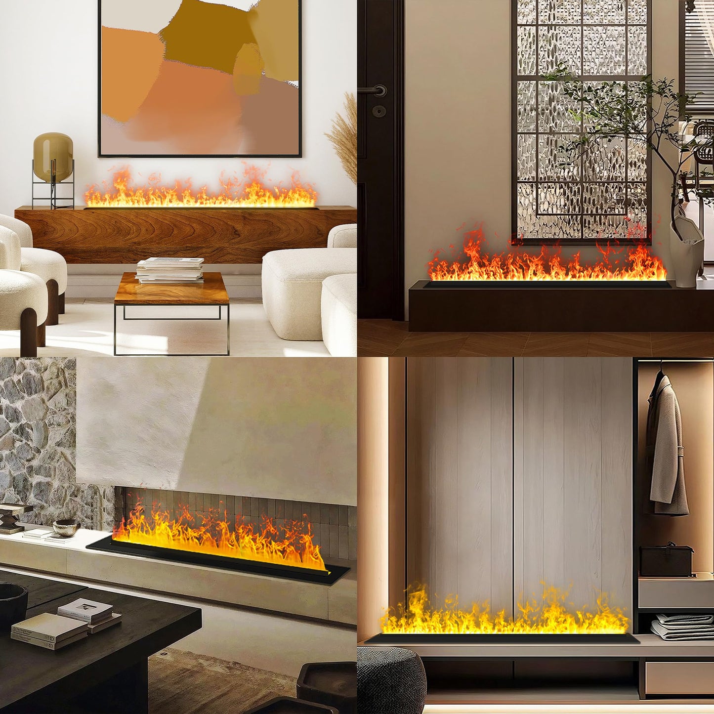 Water Vapor Fireplace Recessed Realistic Atomized Flame, Electric Fireplace with Manual Water Control and Remote Control,with 5ft Power Cord,Size: L31.5 x W7.87x H8.27 in