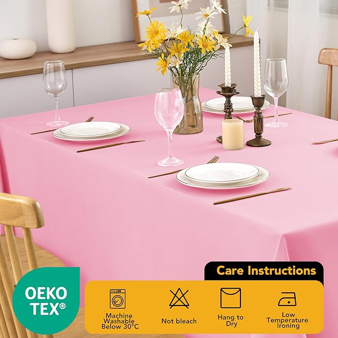 10-Pack Pink Tablecloths for Rectangle Tables, 60 x 102 Inches, Stain-Resistant Polyester Fabric for 6 Foot Tables - Washable Table Covers for Weddings, Banquets, Birthday Parties, Events