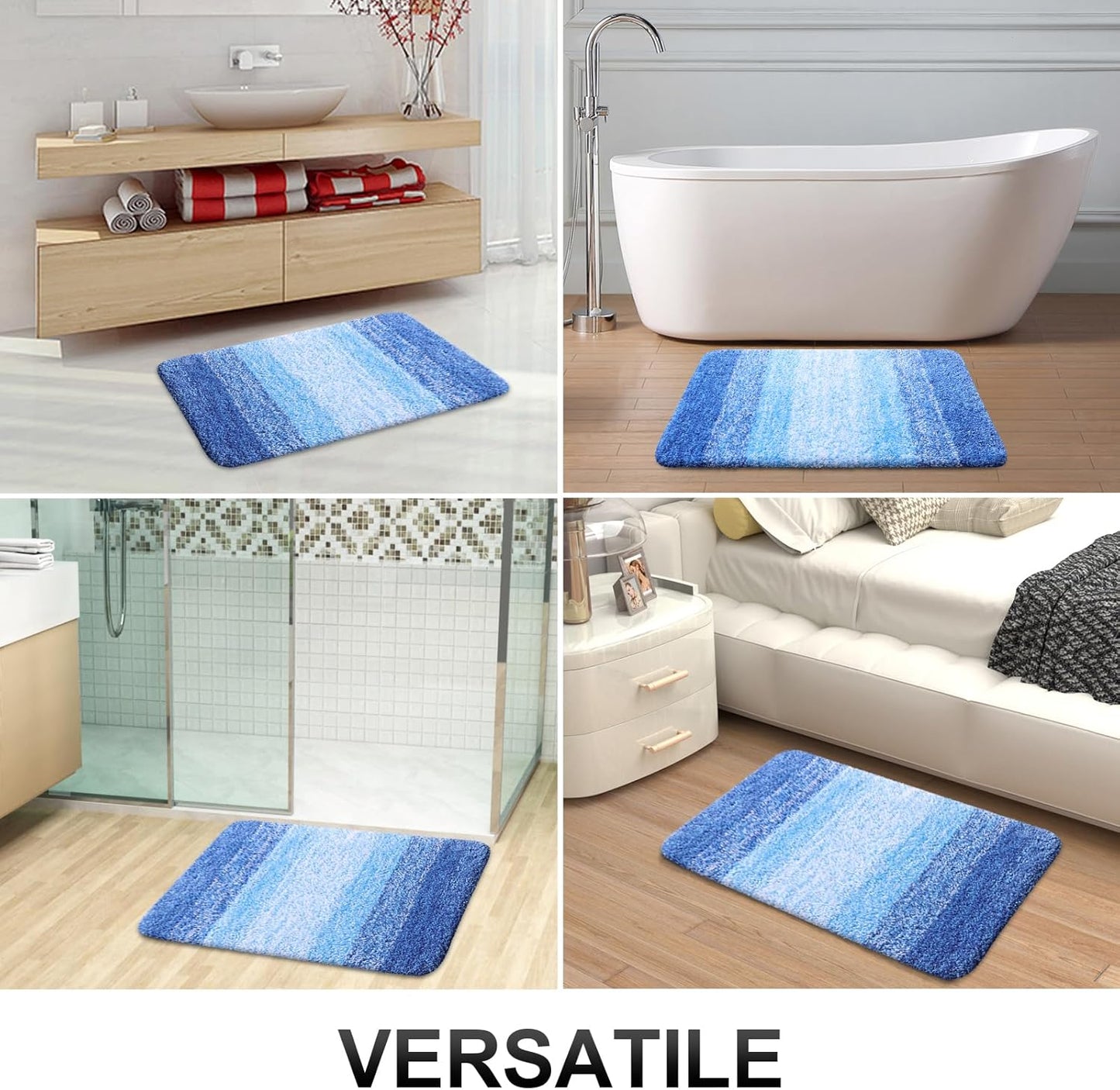 OLANLY Bathroom Rugs Mat 36x24, Extra Soft Absorbent Microfiber Bath Rugs, Rubber Backing, Quick Dry, Washable Bath Mats for Bathroom Floor, Tub and Shower, Home Decor Accessories, Light Royal Blue