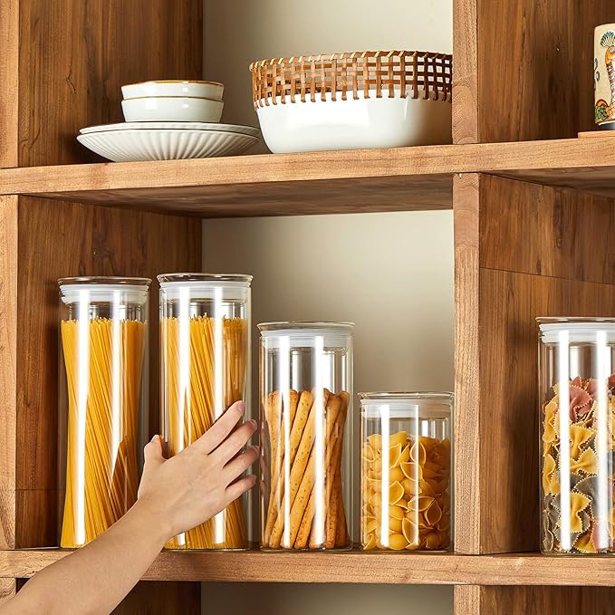 ZENS Glass Canisters Jar with Lid, Airtight Sealed 15 Fluid Ounce Spice Jars Sets of 2, Clear Small Kitchen Storage Containers for Herbs,Tea 4.76 x 3.15 IN