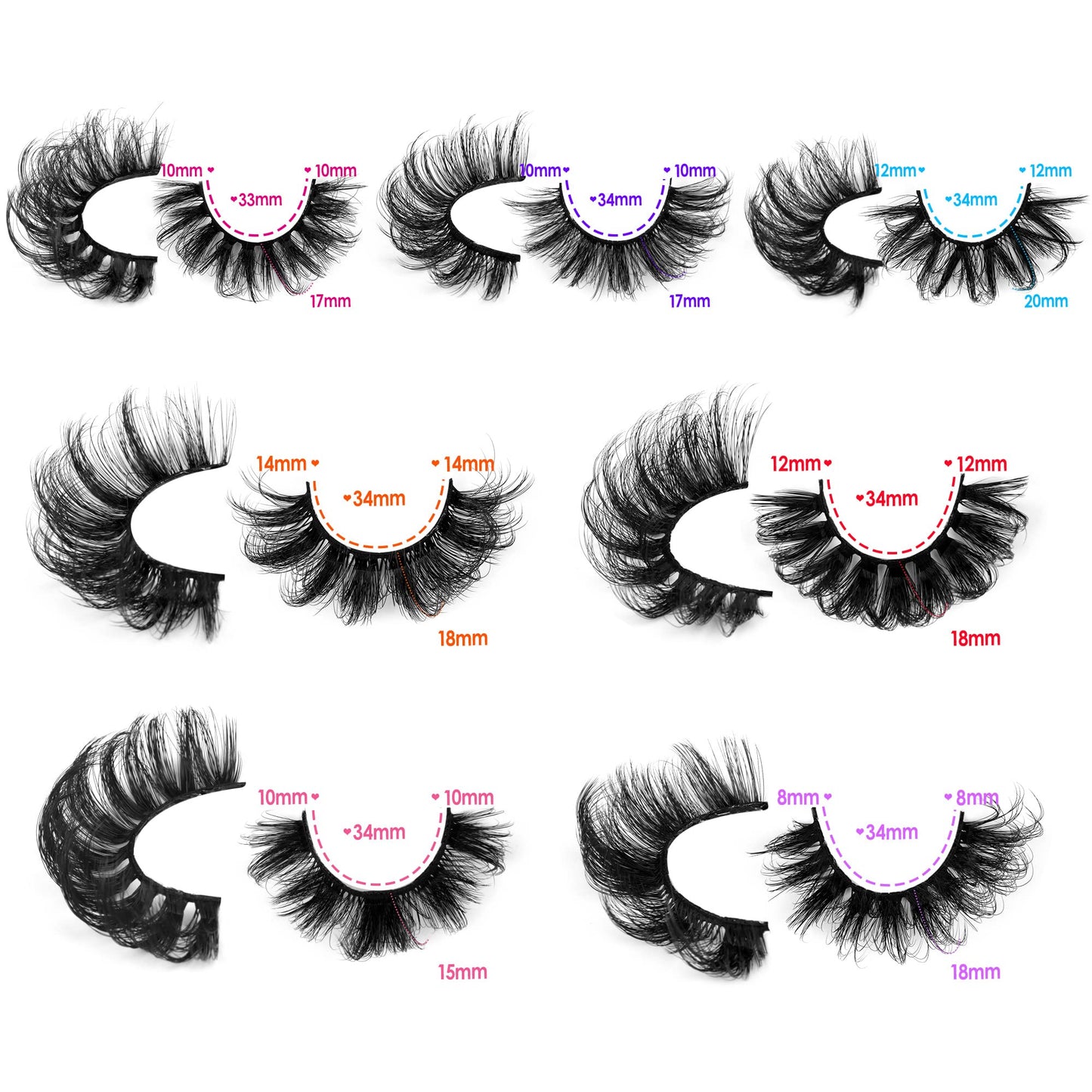 JIMIRE Mink Dramatic Wispy False Eyelashes Fluffy 20MM 6D Volume Crossed Strip D Curl Eye Mixed Lashes Pestañas Thick Soft 7 Styles 7 Pairs Pack
