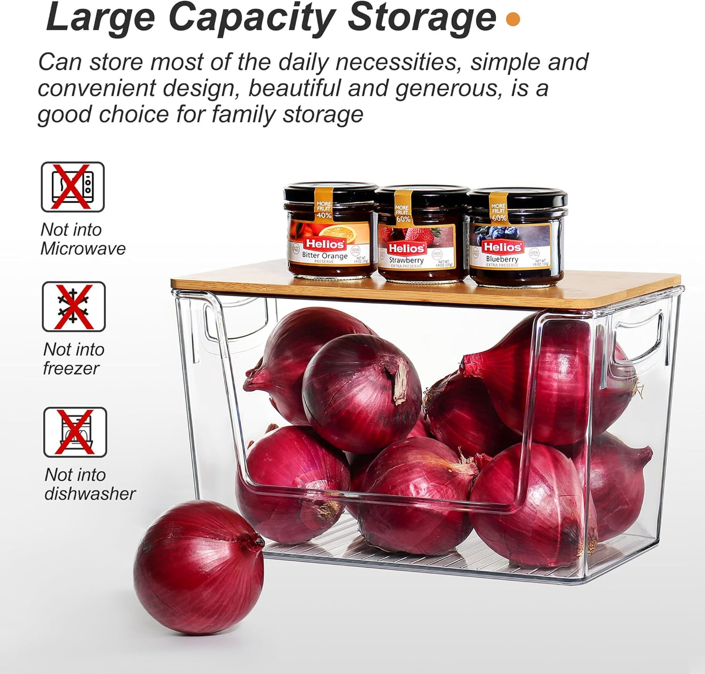 Pantry Organizers Storage, 2 Pack Onion and Potato Storage Bins Large Capacity Kitchen Counter Bins for Garlic, Fruit, Vegetable, Can Storage Countertop Organizer (12" x 7" x7")