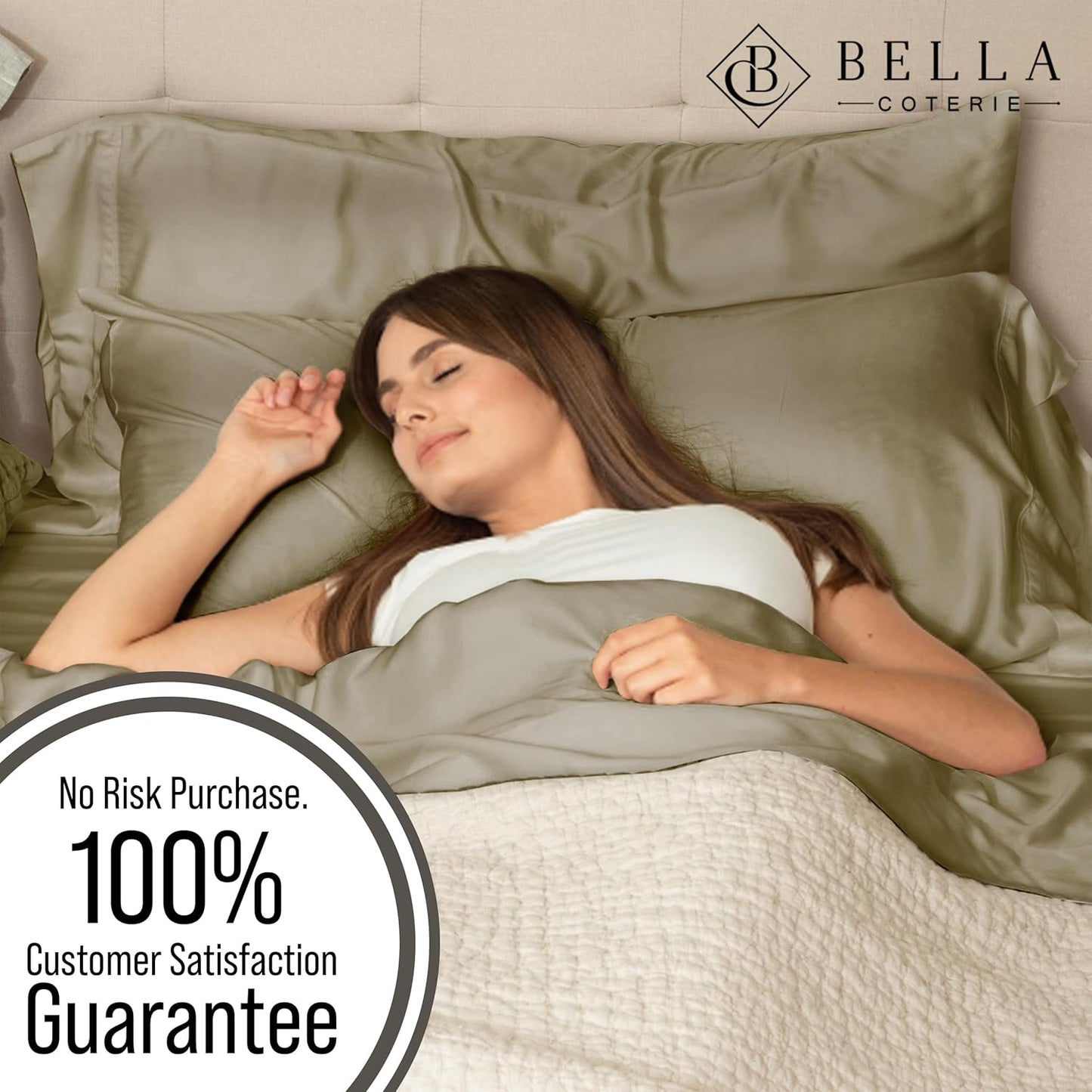 Bella Coterie Luxury Bamboo Viscose Queen Size Sheet Set | 100% Organically Grown | Ultra Soft | Cooling for Hot Sleepers | 18" Deep Pocket [Olive]