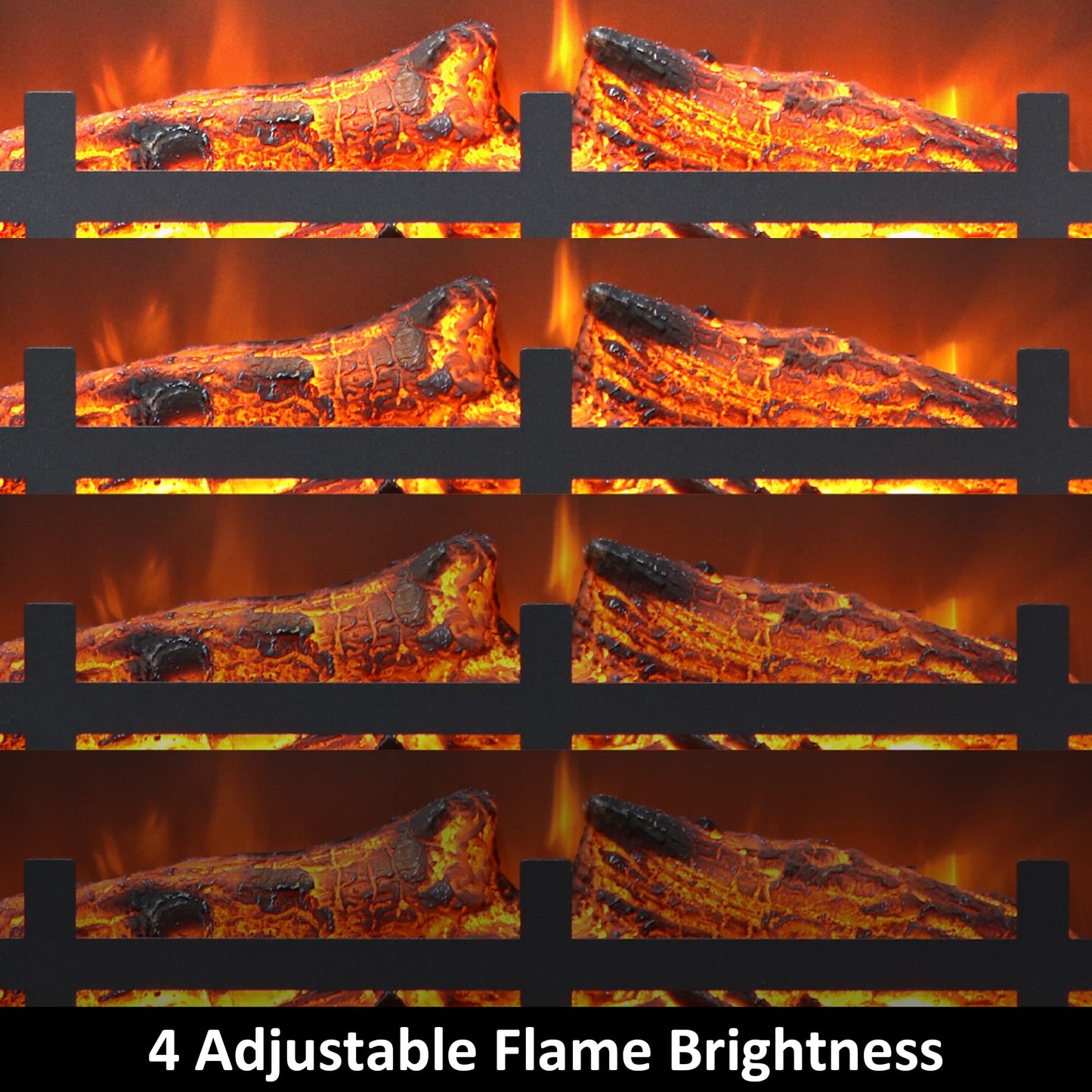 Rodalflame 41" Electric Fireplace with Mantel, Wooden Surround Firebox, Freestanding, Adjustable Flame Brightness, Ivory White, Set of 2