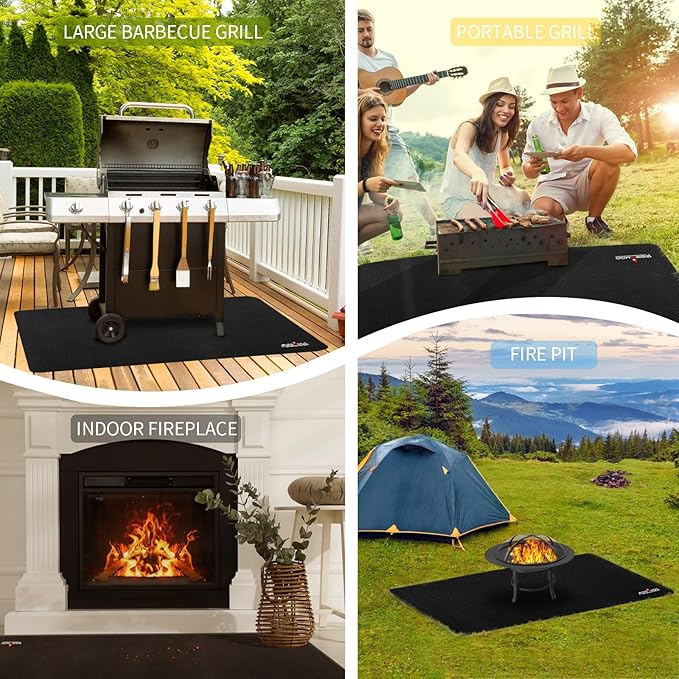 Large 70 X 48 Inch Under Grill Mats for Outdoor Grill,Double-Sided Fireproof Grill Pad, Waterproof/Oil-proof,BBQ Mat for Protector Deck and Patio,Griddle Accessories Compatible With Blackstone