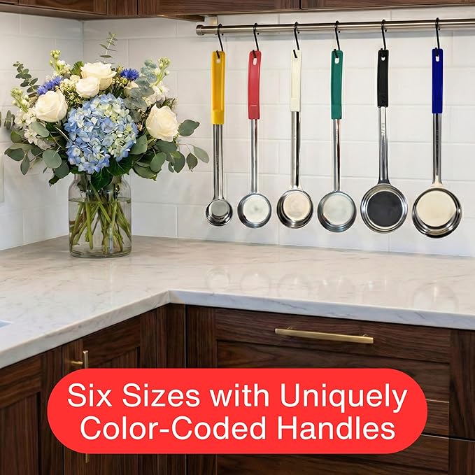 6 Ounce Solid Stainless Steel Portion Control Ladle Spoon for Measuring and Serving; Commercial Grade Serving Scoops [Pack of 12]