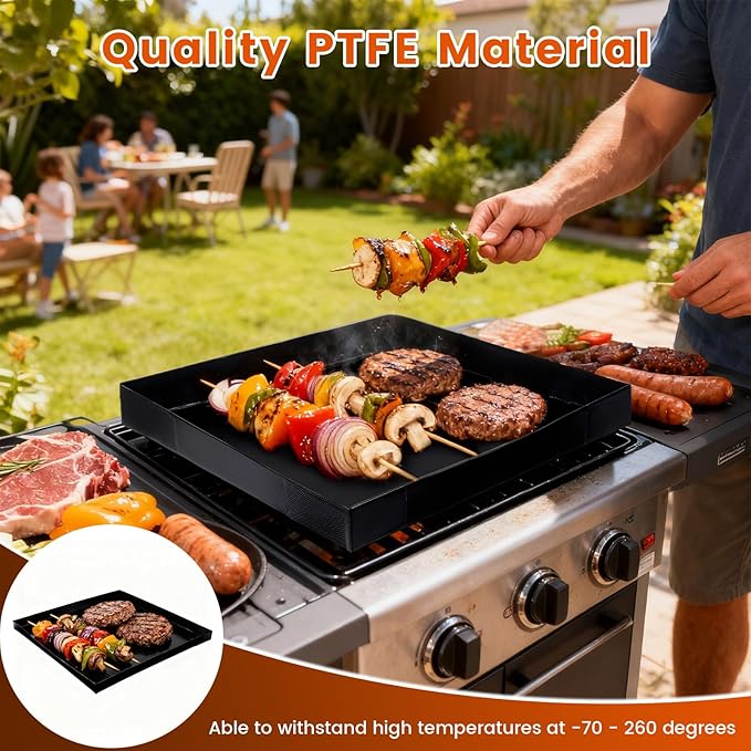 Professional-Grade 4-Pack PTFE Solid Oven Baskets, 11x11x1 Inch Non-Stick Solid Oven Trays for Commercial Kitchens & High-Volume Cooking