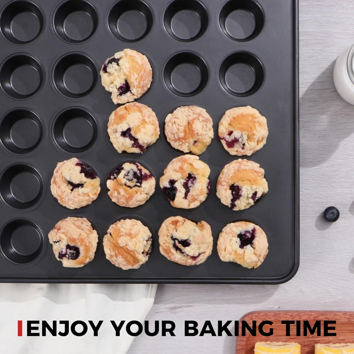 HONGBAKE 48 Cup Mini Muffin Pan, Small Cupcake Pan, Premium Nonstick Muffin Tin for Baking Cheesecake, Dishwasher Safe and Heavy Duty, Carbon Steel