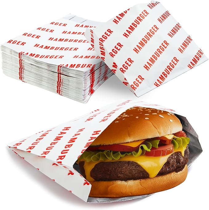 Retro, Grease Proof Burger Wrappers 25 Pk. Great BPA Free Cookout Supply. Pro Quality Bulk Hamburger Bags Are Large and Insulated. Allergen Friendly BBQ Foil Paper Perfect For Baseball Themed Party.