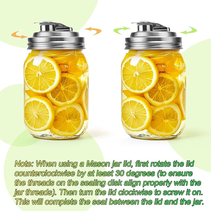 Mason Jar Pour Spout Lid Stainless Steel, Regular Mouth Pour Spout Flip Cap Lids for Mason Jars, Anticracking Leak Proof Seal Cover Airtight for Drinking Salad Dressing & Food Storing(4PCS)