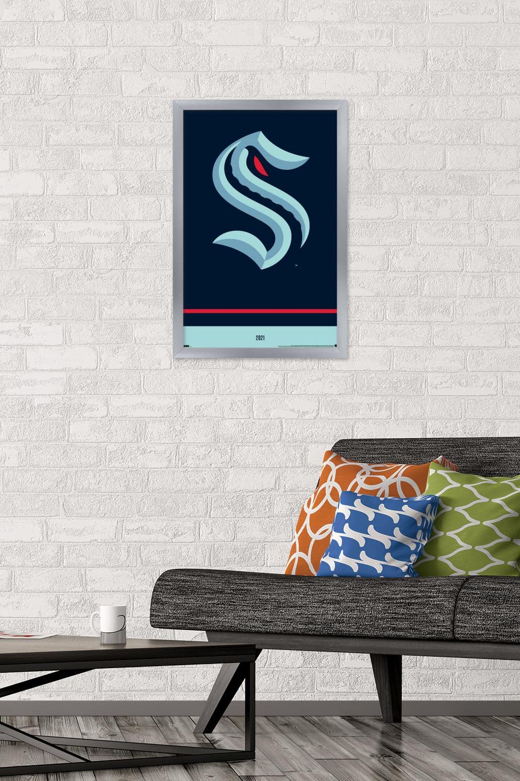 Trends International NHL Seattle Kraken - Logo 21 Wall Poster, 14.725" x 22.375", Silver Framed Version