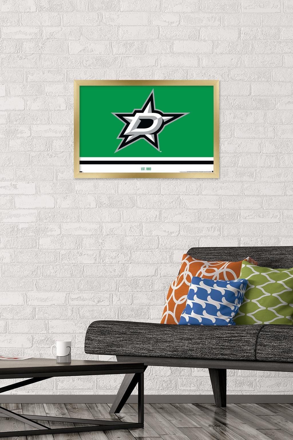 Trends International NHL Dallas Stars - Logo 21 Wall Poster, 14.725" x 22.375", Gold Framed Version