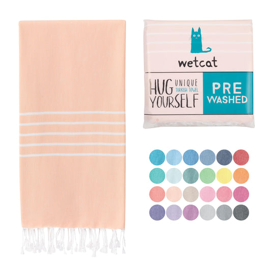 WETCAT Turkish Beach Towel Oversized 38x71 100% Cotton Sand Free Quick Dry Extra Large Light Travel Towel for Adults Beach Accessories Gifts - Light Coral