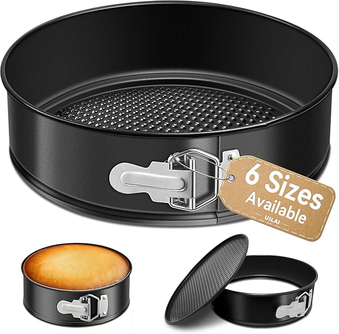 USLAI Springform Pan, 4/6/7/8/9/10 Inch Nonstick Cheesecake Pan with Removable Bottom, Easy to Clean, Ideal for Baking Cakes, Pies and Quiches - 6 Inch