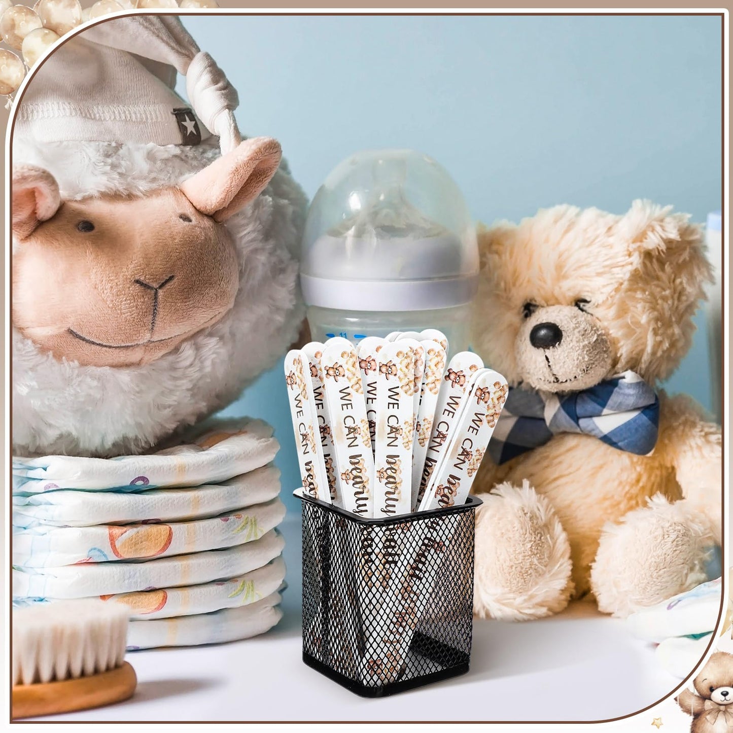 Lanties 50 Pcs We Can Bearly Wait Baby Shower Party Favors Decorations Baby Shower Games Winners Prizes Gifts Bulk Bear Emery Board Nail Files for Adults Guests Gender Reveal Favors Gift Bags Stuffers