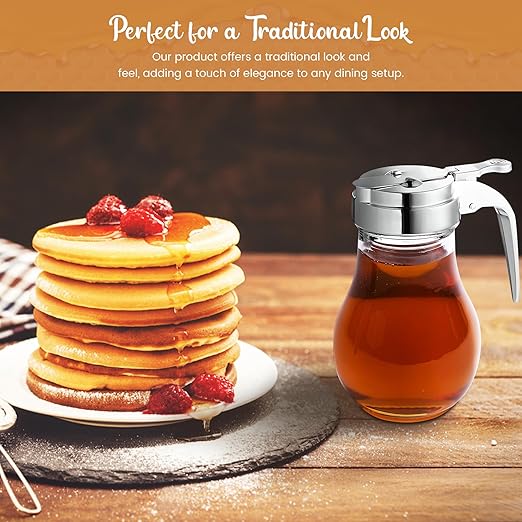 OCS Parts Syrup Dispenser with Lid and Dispensing Thumb Lever | Commercial Grade Liquid Dispensers for Home and Commercial Kitchens (1, 14 OZ)