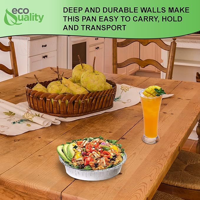 EcoQuality 6" Round Aluminum Foil Pans - Disposable Containers with Foldable Walls for Pie Baking, Cooking, Serving, Reheating, and Storing - Freezer and Oven Safe Tart Pan 500 Pack