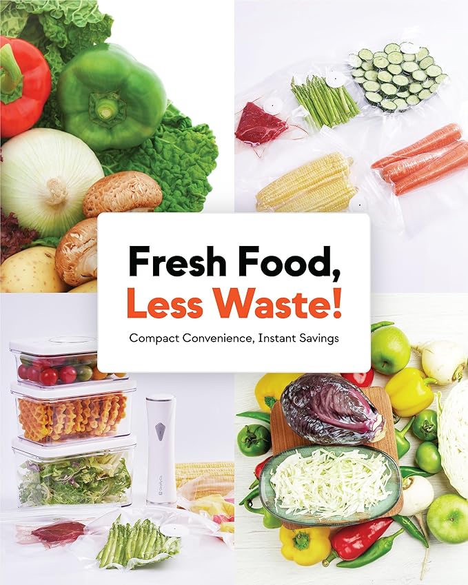 Reusable Vacuum Sealer Bags – 10 Big Food Storage Bags (30x34cm/11.8x13.4in), BPA-Free, Leak-Proof & Odor-Resistant, Compatible with Vacuum Sealer Machines