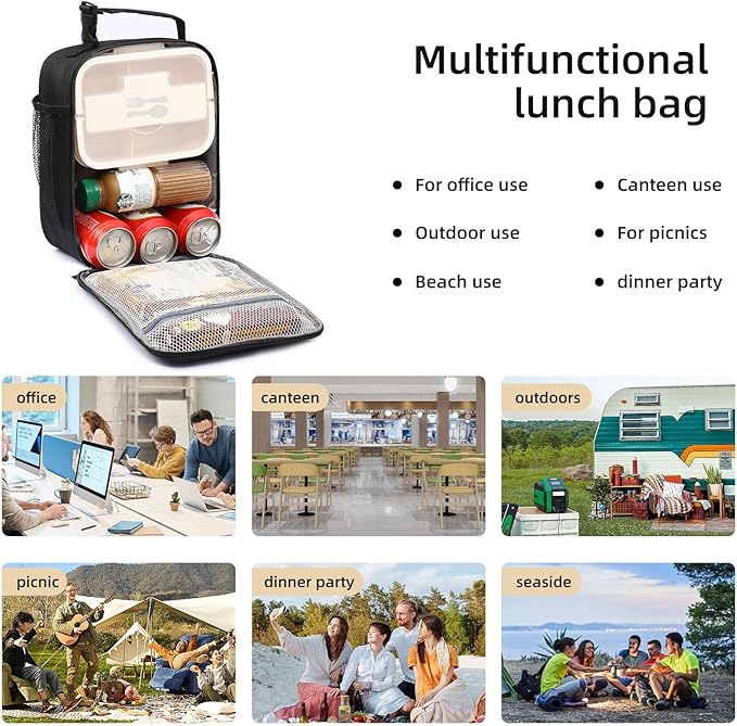 Lovoeo Lunch box Lunch bag for men women Insulated Lunchbox Lunch bags for Work Picnic Travel (Thicken light purple)