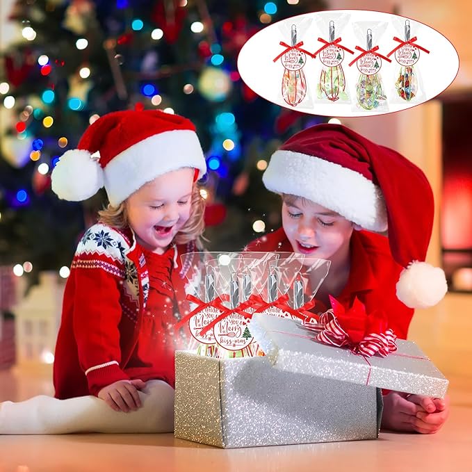 72 Sets 8 Inch Christmas Whisks Gifts DIY Fillable Christmas Tree Ornaments Xmas Colored Silicone Whisks for Cooking Heat Resistant Egg Beaters with Card Rope Bag for Candy Holder